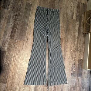 Black and White Striped Flare Pants